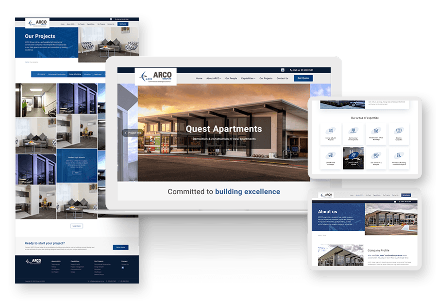 Moondegaze created the website for construction company ARCO to present their services